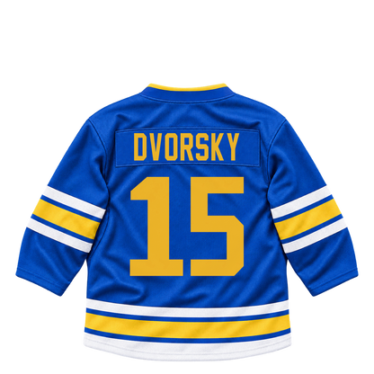 St. Louis Blues jersey keychain — Dalibor Dvorsky #15. Exact saved player artwork preview.