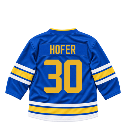 St. Louis Blues jersey keychain — Joel Hofer #30. Exact saved player artwork preview.
