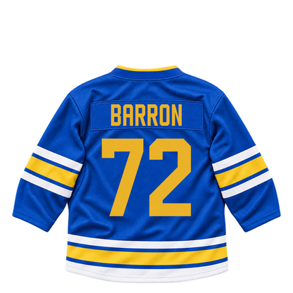 St. Louis Blues jersey keychain — Justin Barron #72. Exact saved player artwork preview.