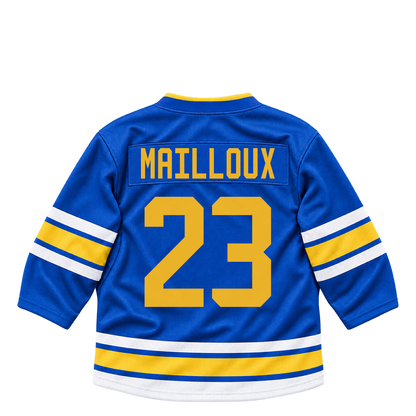 St. Louis Blues jersey keychain — Logan Mailloux #23. Exact saved player artwork preview.