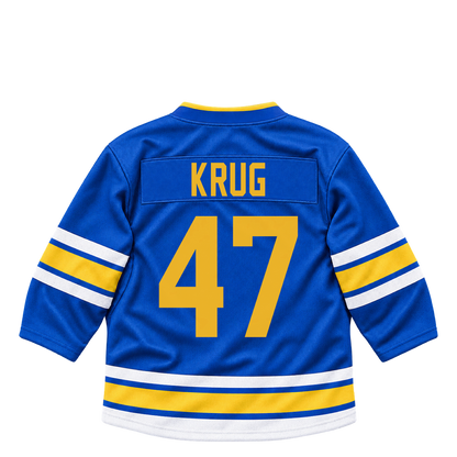 St. Louis Blues jersey keychain — Torey Krug #47. Exact saved player artwork preview.