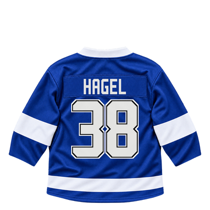 Tampa Bay Lightning jersey keychain — Brandon Hagel #38. Exact saved player artwork preview.