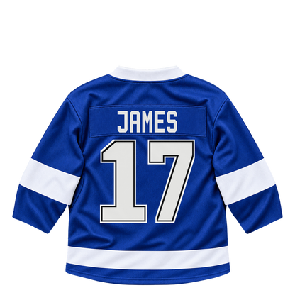 Tampa Bay Lightning jersey keychain — Dominic James #17. Exact saved player artwork preview.