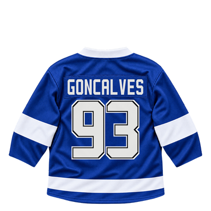 Tampa Bay Lightning jersey keychain — Gage Goncalves #93. Exact saved player artwork preview.