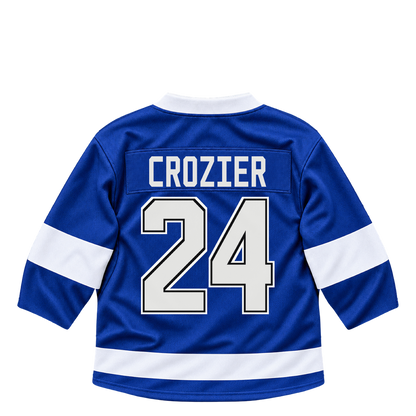 Tampa Bay Lightning jersey keychain — Max Crozier #24. Exact saved player artwork preview.