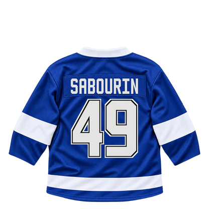 Tampa Bay Lightning jersey keychain — Scott Sabourin #49. Exact saved player artwork preview.