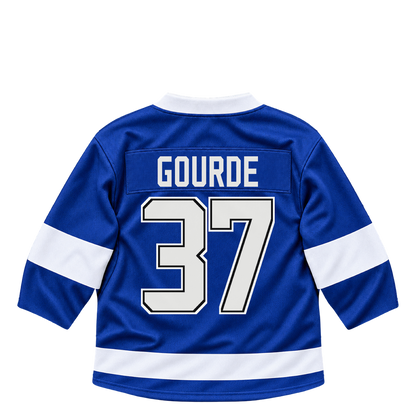 Tampa Bay Lightning jersey keychain — Yanni Gourde #37. Exact saved player artwork preview.