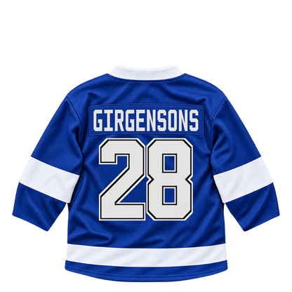 Tampa Bay Lightning jersey keychain — Zemgus Girgensons #28. Exact saved player artwork preview.