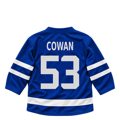 Toronto Maple Leafs jersey keychain — Easton Cowan #53. Exact saved player artwork preview.