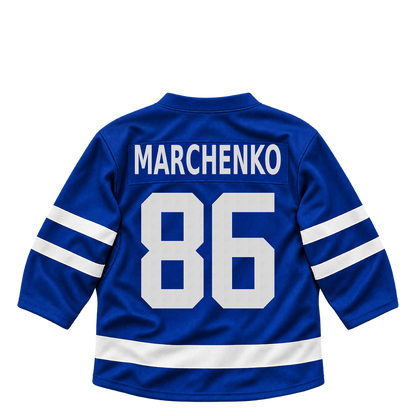 Toronto Maple Leafs jersey keychain — Kirill Marchenko #86. Exact saved player artwork preview.