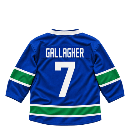 Vancouver Canucks jersey keychain — Brendan Gallagher #7. Exact saved player artwork preview.