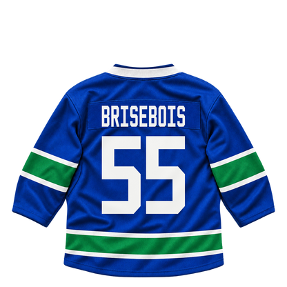 Vancouver Canucks jersey keychain — Guillaume Brisebois #55. Exact saved player artwork preview.