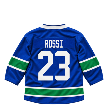 Vancouver Canucks jersey keychain — Marco Rossi #23. Exact saved player artwork preview.