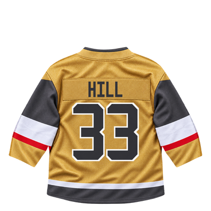 Vegas Golden Knights jersey keychain — Adin Hill #33. Exact saved player artwork preview.