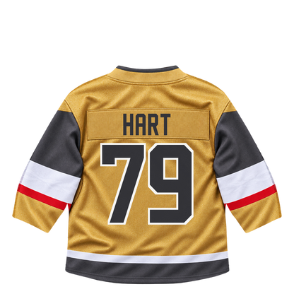 Vegas Golden Knights jersey keychain — Carter Hart #79. Exact saved player artwork preview.