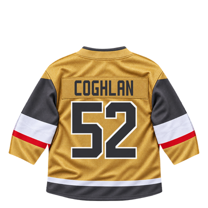 Vegas Golden Knights jersey keychain — Dylan Coghlan #52. Exact saved player artwork preview.