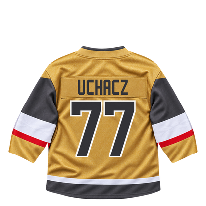 Vegas Golden Knights jersey keychain — Kai Uchacz #77. Exact saved player artwork preview.