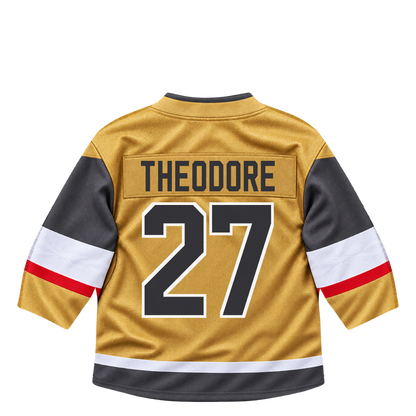 Vegas Golden Knights jersey keychain — Shea Theodore #27. Exact saved player artwork preview.