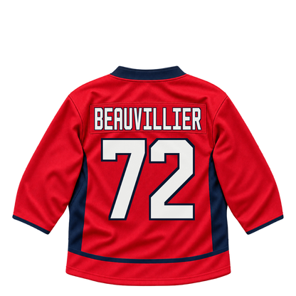 Washington Capitals jersey keychain — Anthony Beauvillier #72. Exact saved player artwork preview.