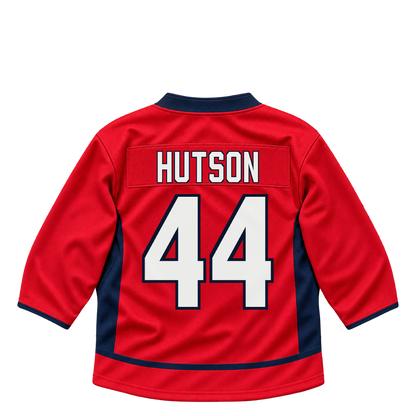 Washington Capitals jersey keychain — Cole Hutson #44. Exact saved player artwork preview.
