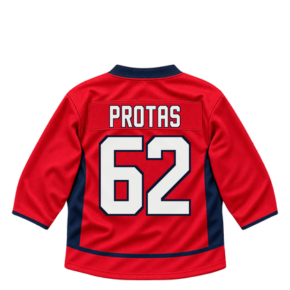 Washington Capitals jersey keychain — Ilya Protas #62. Exact saved player artwork preview.