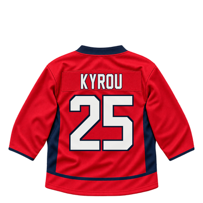 Washington Capitals jersey keychain — Jordan Kyrou #25. Exact saved player artwork preview.