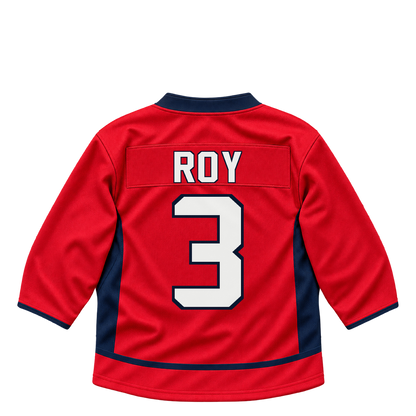 Washington Capitals jersey keychain — Matt Roy #3. Exact saved player artwork preview.