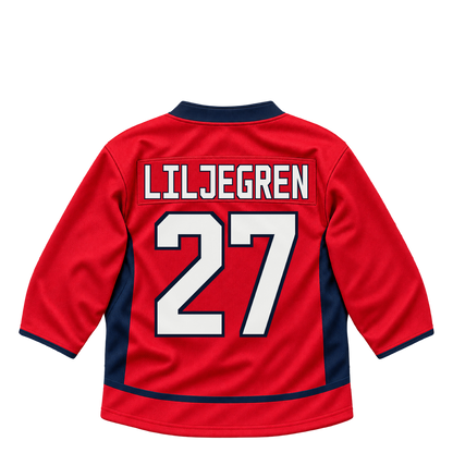 Washington Capitals jersey keychain — Timothy Liljegren #27. Exact saved player artwork preview.