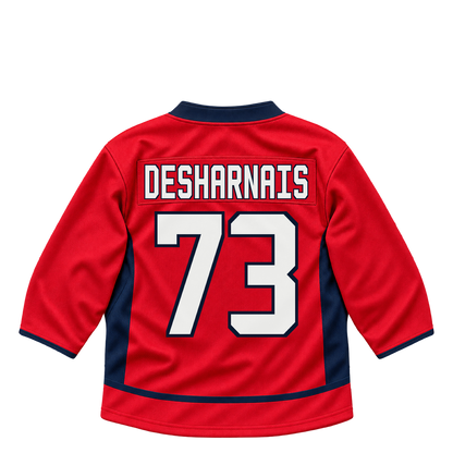 Washington Capitals jersey keychain — Vincent Desharnais #73. Exact saved player artwork preview.