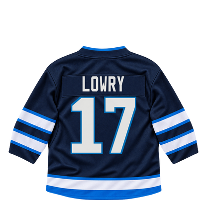 Winnipeg Jets jersey keychain — Adam Lowry #17. Exact saved player artwork preview.