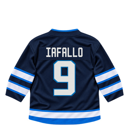 Winnipeg Jets jersey keychain — Alex Iafallo #9. Exact saved player artwork preview.
