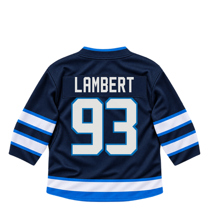Winnipeg Jets jersey keychain — Brad Lambert #93. Exact saved player artwork preview.