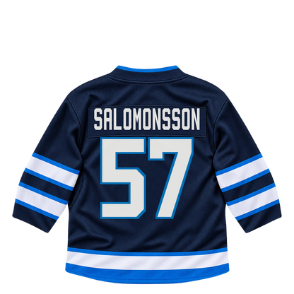 Winnipeg Jets jersey keychain — Elias Salomonsson #57. Exact saved player artwork preview.