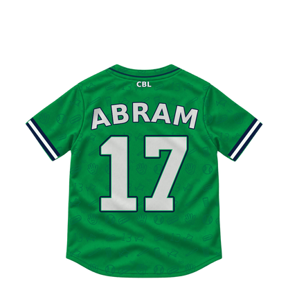 Welland Jackfish jersey keychain — Ben Abram #17. Exact saved player artwork preview.