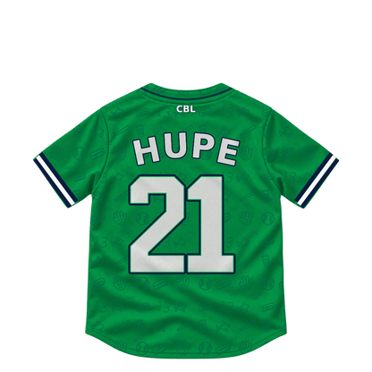 Welland Jackfish jersey keychain — Brandon Hupe #21. Exact saved player artwork preview.