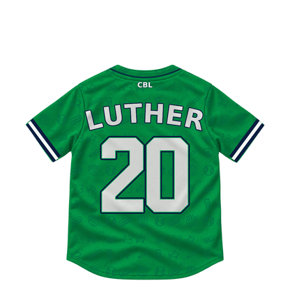 Welland Jackfish jersey keychain — Brendan Luther #20. Exact saved player artwork preview.