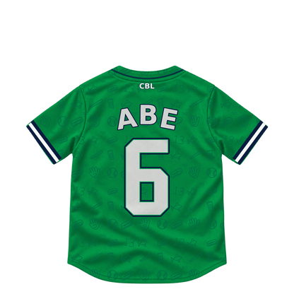 Welland Jackfish jersey keychain — Daiki Abe #6. Exact saved player artwork preview.