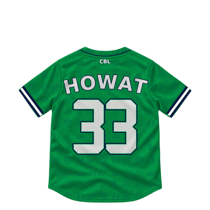 Welland Jackfish jersey keychain — Danny Howat #33. Exact saved player artwork preview.