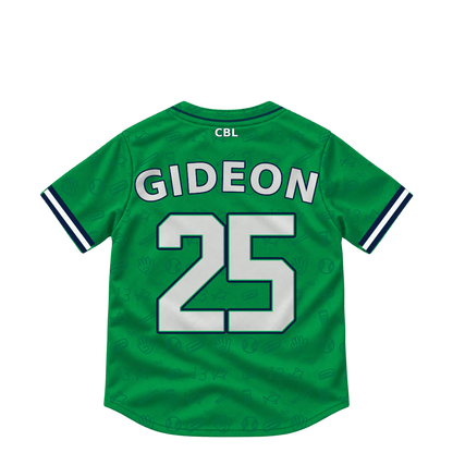 Welland Jackfish jersey keychain — Justin Gideon #25. Exact saved player artwork preview.