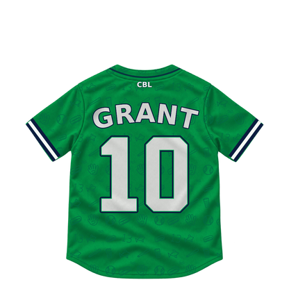 Welland Jackfish jersey keychain — Logan Grant #10. Exact saved player artwork preview.