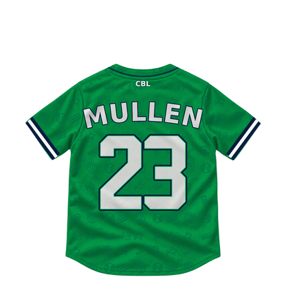 Welland Jackfish jersey keychain — Robert Mullen #23. Exact saved player artwork preview.