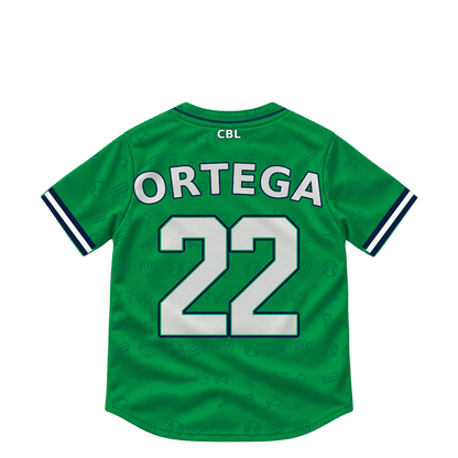 Welland Jackfish jersey keychain — Teodoro Ortega #22. Exact saved player artwork preview.