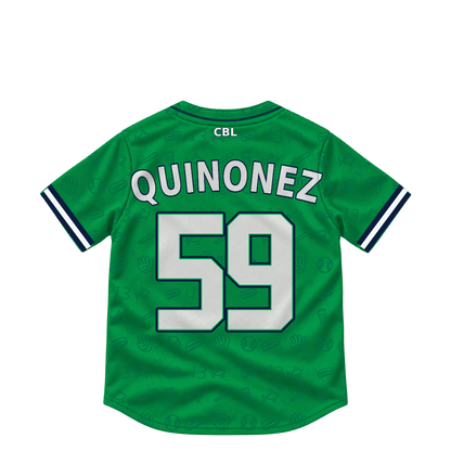 Welland Jackfish jersey keychain — Yoilan Quinonez #59. Exact saved player artwork preview.