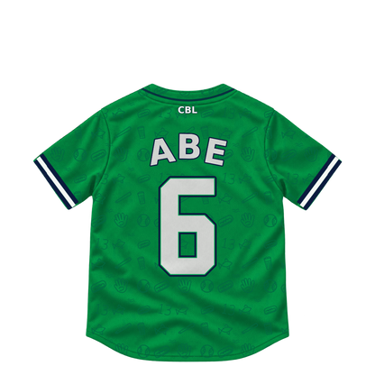 Welland Jackfish ABE #6 jersey keychain artwork preview. Jersey keychain design. Attachment hardware is supplied with the finished acrylic keychain.