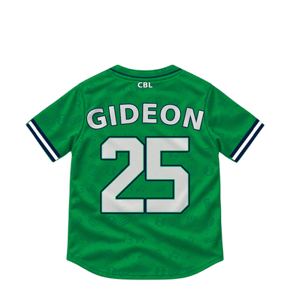 Welland Jackfish GIDEON #25 jersey keychain artwork preview. Jersey keychain design. Attachment hardware is supplied with the finished acrylic keychain.