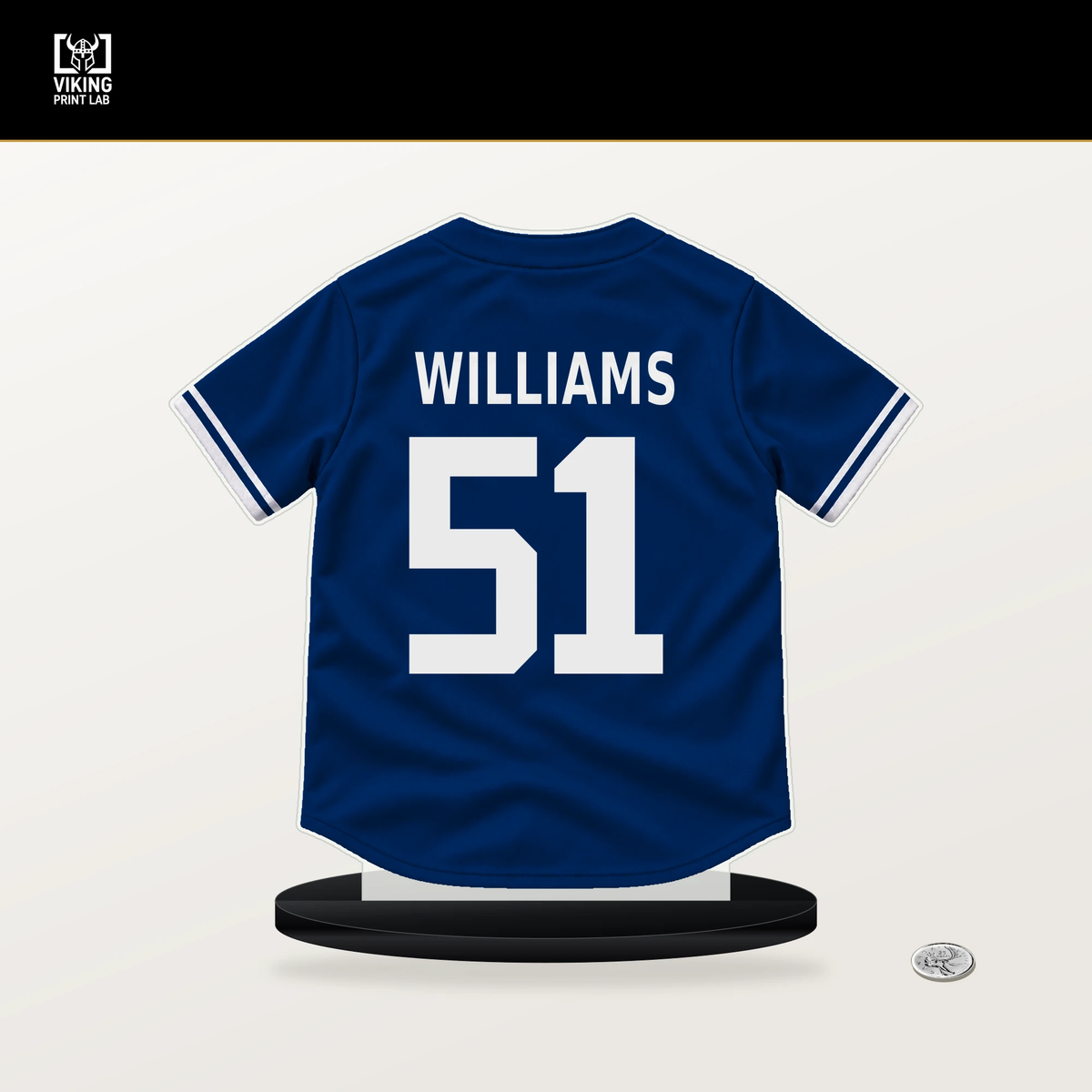 Trevor Williams number 51 Texas Rangers jersey stand with included black base.