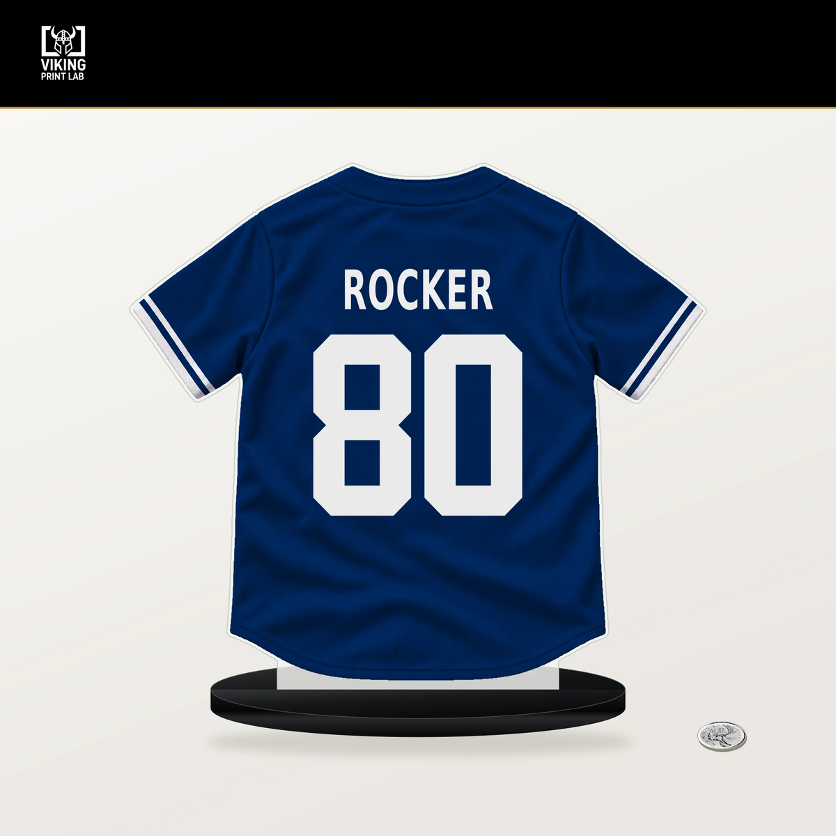 Kumar Rocker number 80 Texas Rangers jersey stand with included black base.