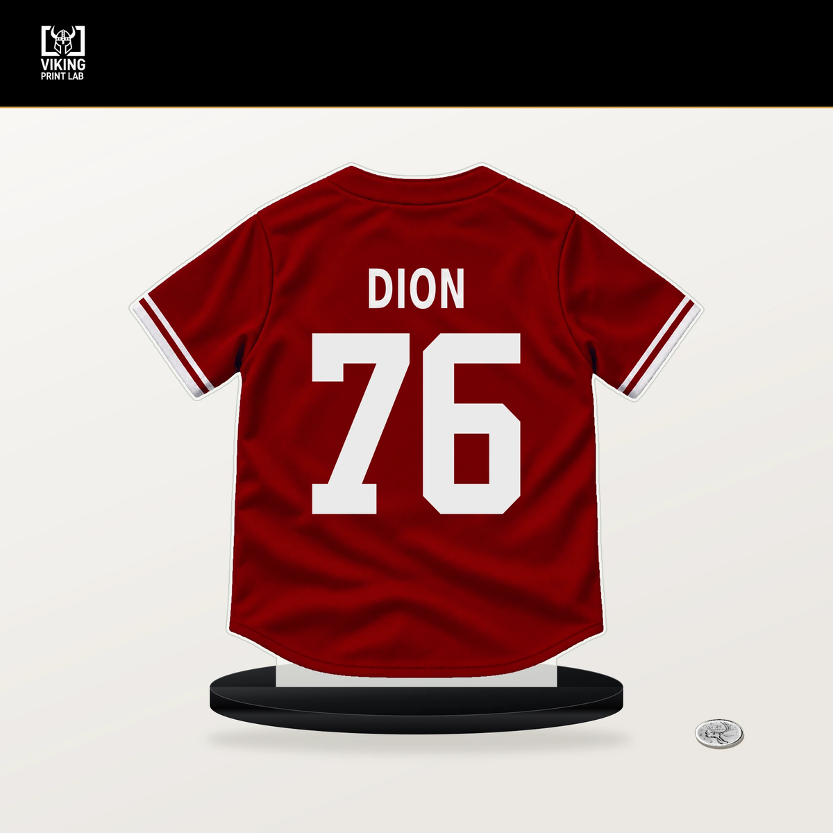 Will Dion number 76 Washington Nationals jersey stand with included black base.
