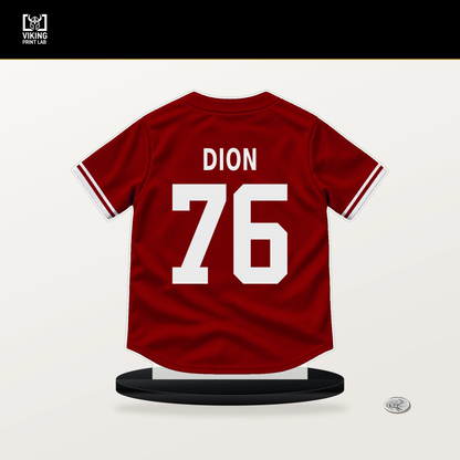 Will Dion number 76 Washington Nationals jersey stand with included black base.