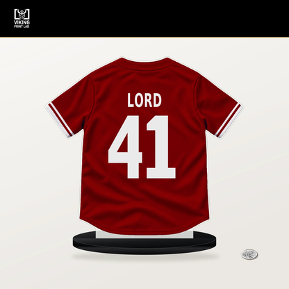Brad Lord number 41 Washington Nationals jersey stand with included black base.
